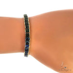 14K Gold Rainbow Sapphire Princess Cut Bracelet 66760 - Image 7