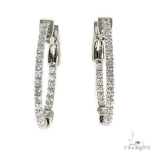 18K Gold Oval Shape Diamond Hoop Earrings 67013 - Image 1