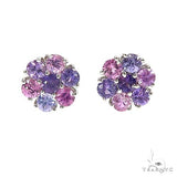 14K Gold Mystic Purple Sapphire Flower Earrings 67046