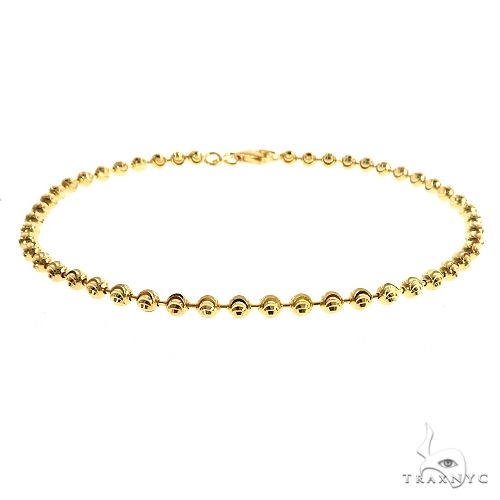 8-inch 3mm 10K yellow gold bracelet with polished round bead links and lobster clasp