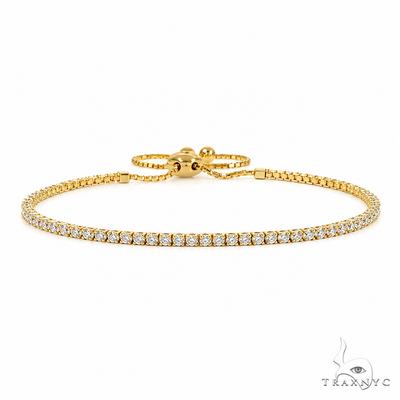 14K Yellow Gold Adjustable Diamond Bolo Bracelet 67176