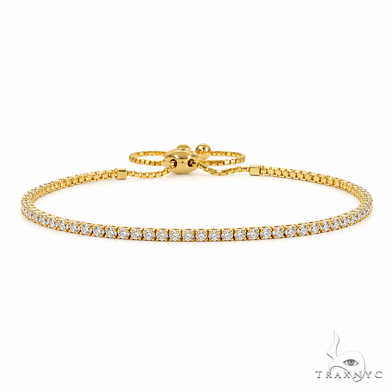 14K Yellow Gold Adjustable Diamond Bolo Bracelet 67176