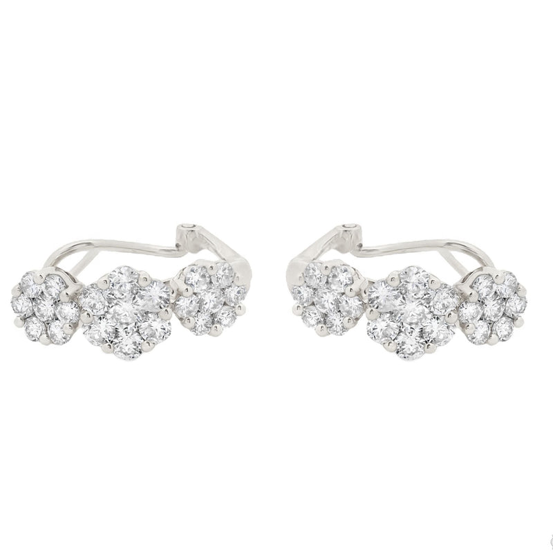 18K Gold Flower Diamond Hoop Earrings 67299 - Image 6