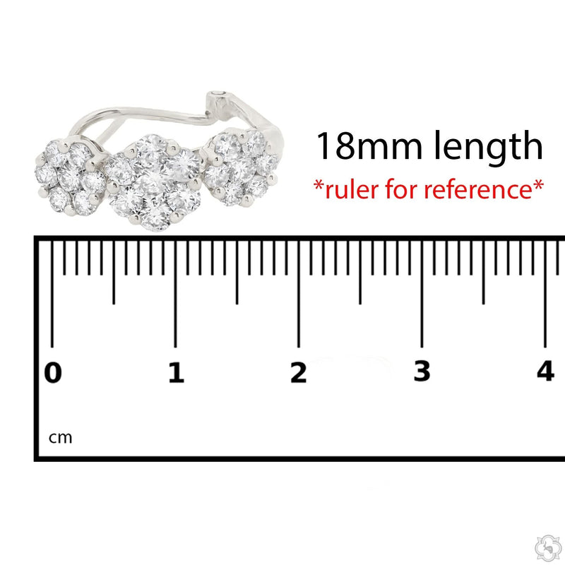 18K Gold Flower Diamond Hoop Earrings 67299 - Image 10