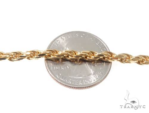 8-inch 10K yellow gold semi-solid rope bracelet with lobster clasp, 4.7mm thickness