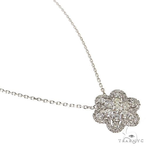 18K Gold Flower Diamond Necklace 67633 - Image 2