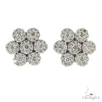 14K Gold Diamond Flower Earrings 67665 - Image 1