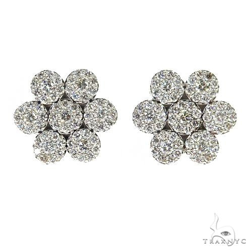 14k gold diamond flower cluster earrings – front-facing view showing radiating petal silhouette with set diamonds