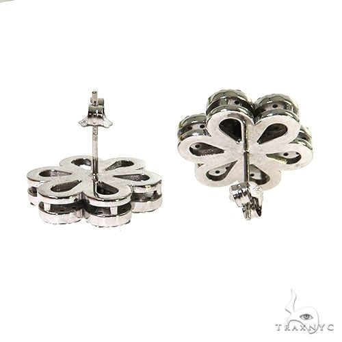 14K Gold Diamond Flower Earrings 67665 - Image 3