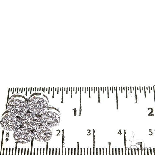 14K Gold Diamond Flower Earrings 67665 - Image 4