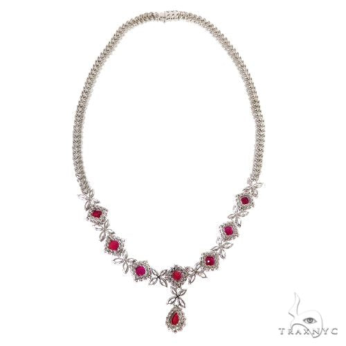 18K Gold Diamond Burma Pigeon Blood Ruby Dubai Necklace 67692 - Image 5