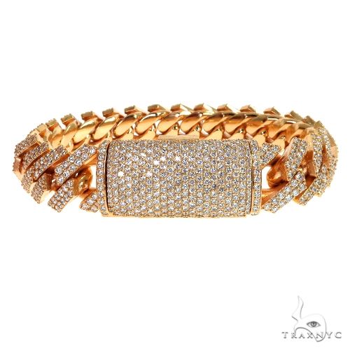 2 Row Prong Set Diamond Cuban Bracelet 67708 - Image 2