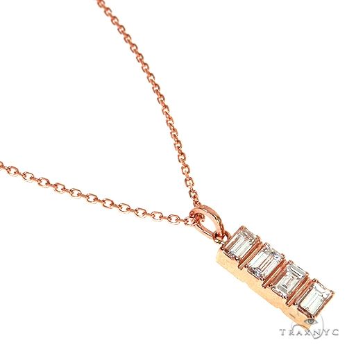 14K Gold Baguette Diamond Necklace 67730 - Image 2