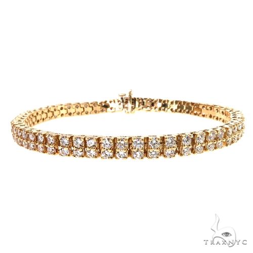 mens two-row diamond bracelet in 14K yellow gold – prong-set lab diamonds, 5.5mm width, front view