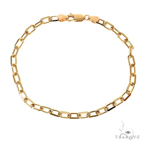 14k yellow gold diamond cut anchor cable link bracelet, 3.7mm width, 8 inches, flat lay view