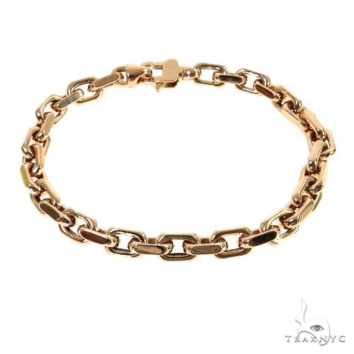 Men's 18k rose gold solid anchor link bracelet, 6.3mm width, 8 inches – flat lay showing link detail