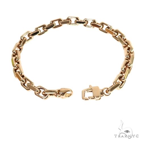 18K rose gold solid anchor link bracelet, 8 inches long, 6.3mm width, men's style