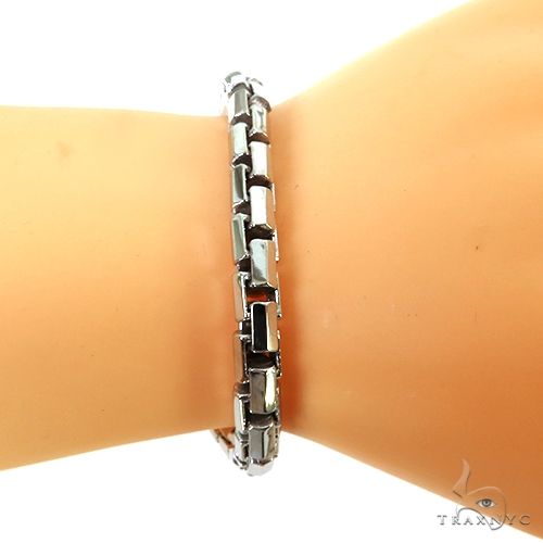 14K White Gold Solid Box Link Bracelet 8.5 Inches 6.1mm   67830 - Image 3