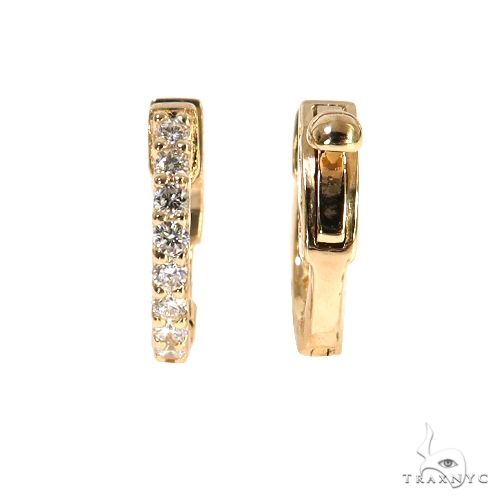14K Gold Diamond Hoop Earrings, photo 3 of 4