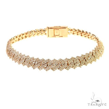 14k gold diamond Miami Cuban link bracelet 7mm — close-up showing interlocking links and diamond accents