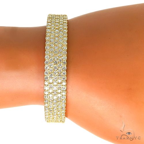 18K Gold 5 Row Diamond Bangle Bracelet 67886 - Image 7