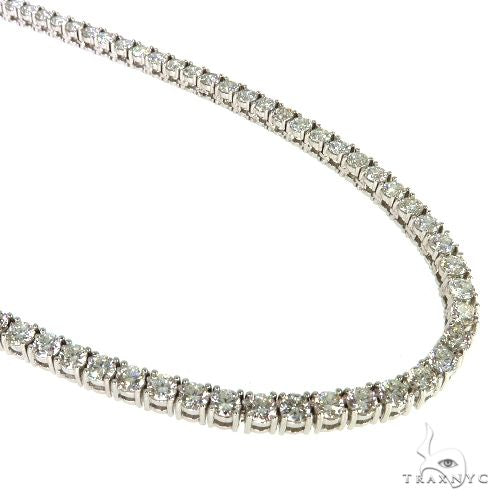 Diamond tennis chain in 14k yellow gold – flush round-diamond links, front-facing flat profile