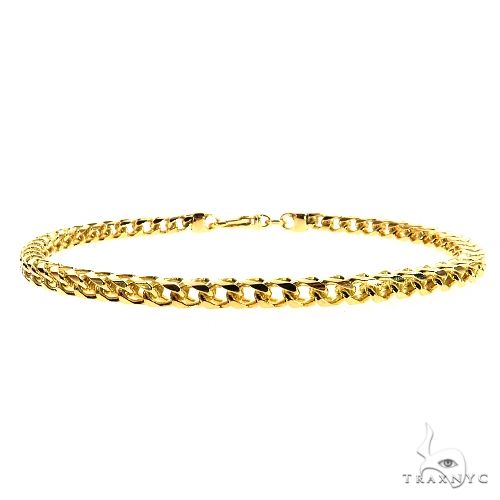 14k yellow gold solid franco bracelet 4mm wide, 8.5 inches, flat link detail close-up