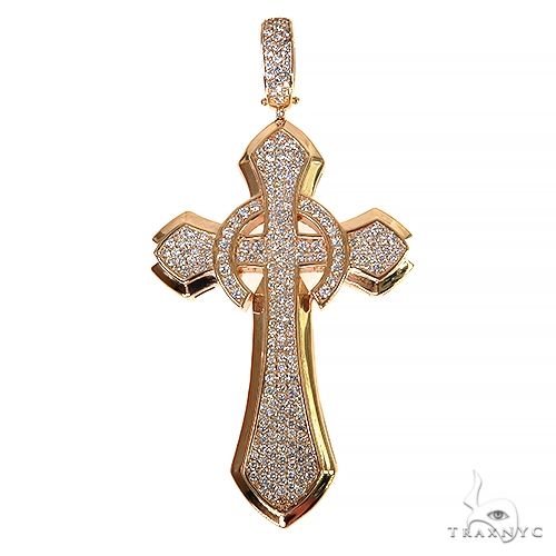Men's diamond cross pendant with 2.91 ct G-H SI diamonds, front-facing view showing full cross silhouette