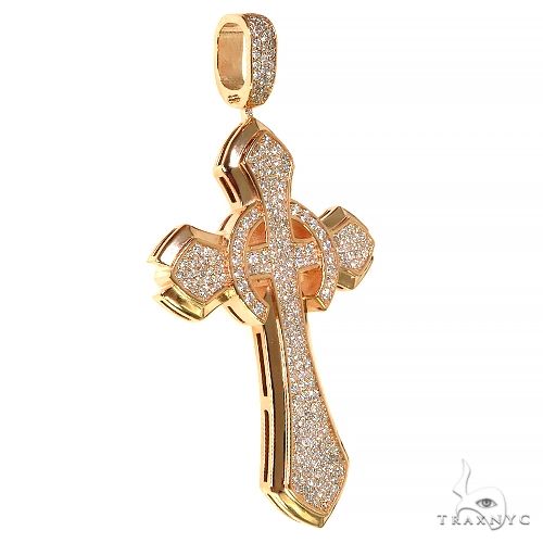 Rose gold men's cross pendant encrusted with small sparkling diamonds