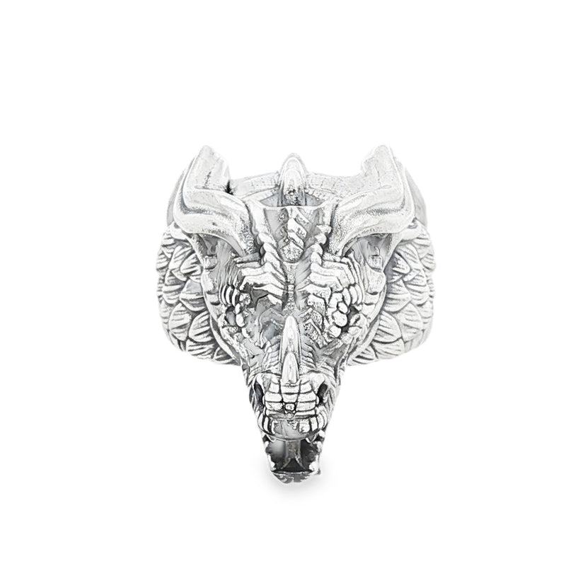 Silver Dragon Head Armor Ring 71124