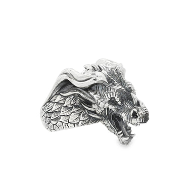 Silver Dragon Head Armor Ring