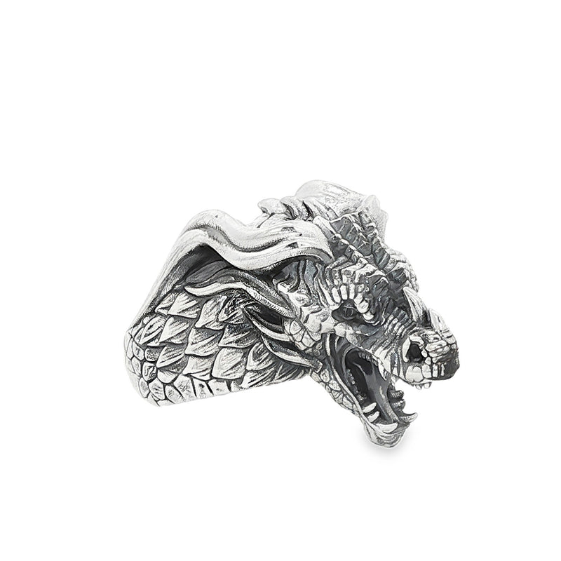 Silver Dragon Head Armor Ring