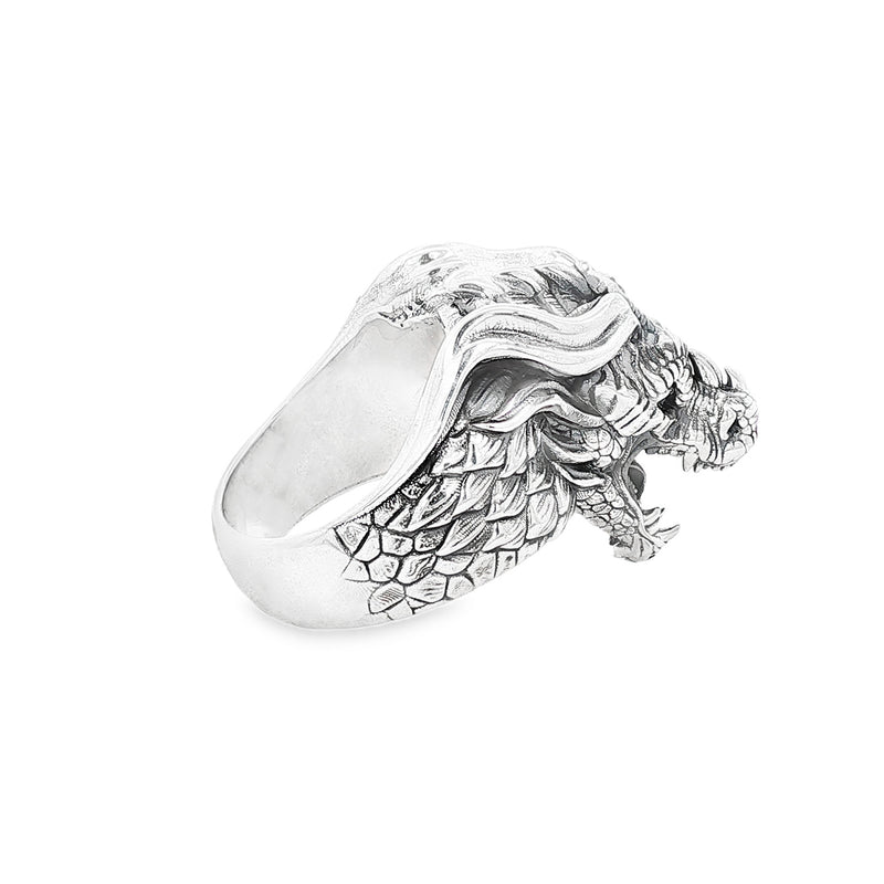 Silver Dragon Head Armor Ring 71124