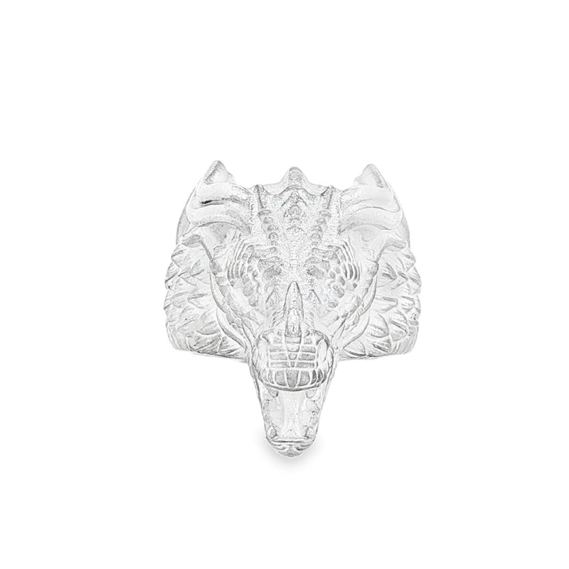 Silver Dragon Head Armor Ring 71124