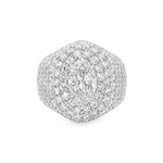 14K gold ring featuring marquise-cut center diamond