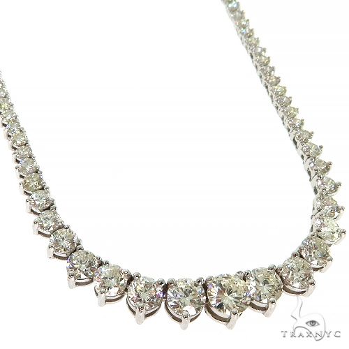 14K gold fancy diamond necklace – front-facing view showing full stone setting and chain