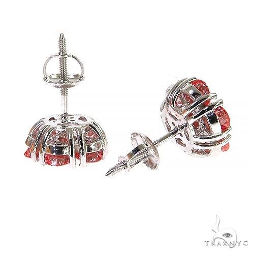 Pink Diamond Flower Earrings (Lab) 68165 - Image 3