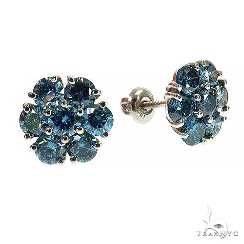 Blue Diamond Flower Earrings (Lab) 68175 - Image 2
