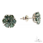10 PT Green Diamond Flower Earrings (Lab) 68209 - Image 2