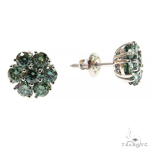 10 PT Green Diamond Flower Earrings (Lab) 68209 - Image 2