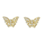 18K Gold Baguette Diamond Butterfly Earrings 68513