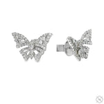 18K Gold Baguette Diamond Butterfly Earrings 68513 - Image 2