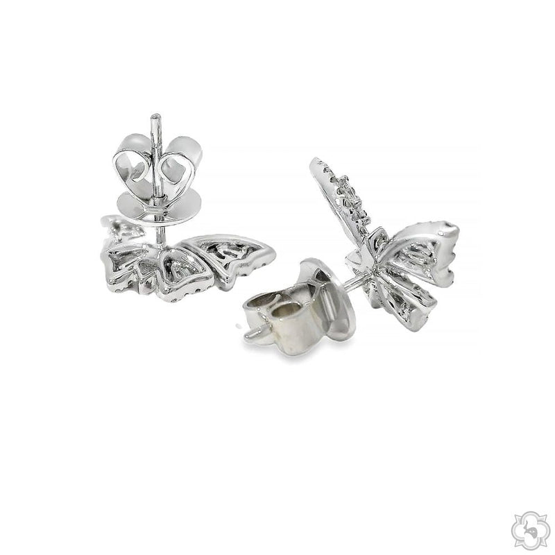 18K Gold Baguette Diamond Butterfly Earrings 68513 - Image 3