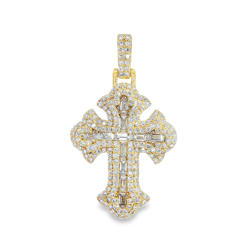 Emerald Cut Diamond Cross Pendant 68542