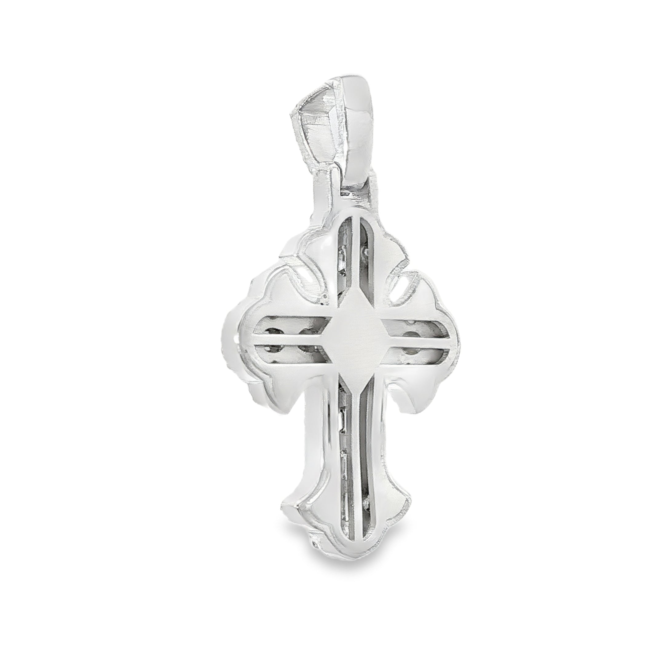 Emerald Cut Diamond Cross Pendant 68542 | TraxNYC