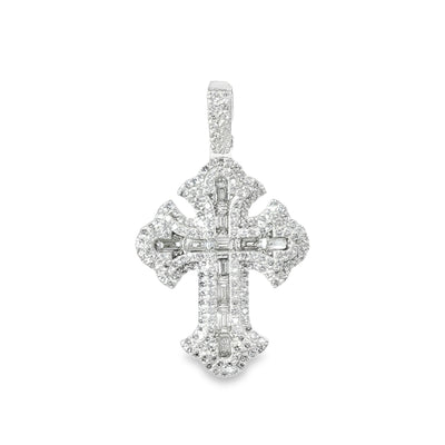 Emerald Cut Diamond Cross Pendant 68542