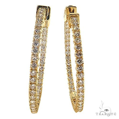 14K Gold Diamond Hoop Earrings (Lab)
