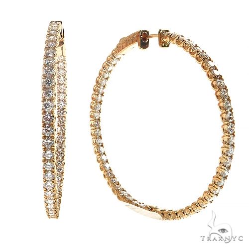 14K Gold Diamond Hoop Earrings (Lab) 68676 - Image 2