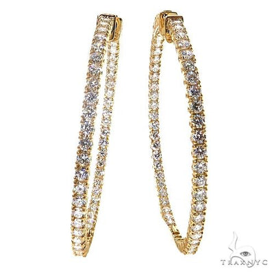 14K Gold Diamond Hoop Earrings 68681 - Image 1