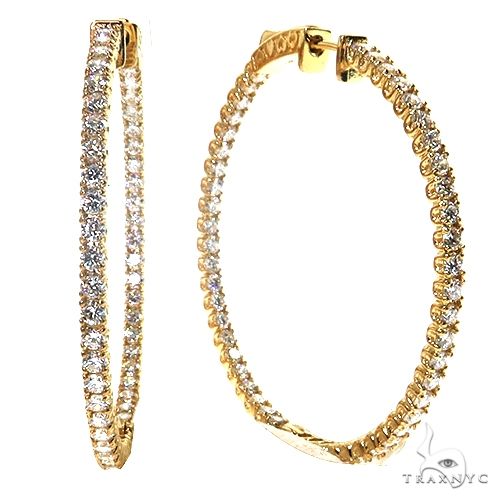 14K Gold Diamond Hoop Earrings 68681 - Image 2